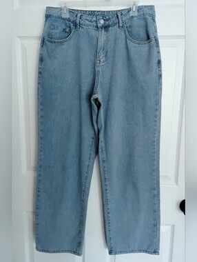 Manifinity Light Blue Denim Jeans with Gold Stitching